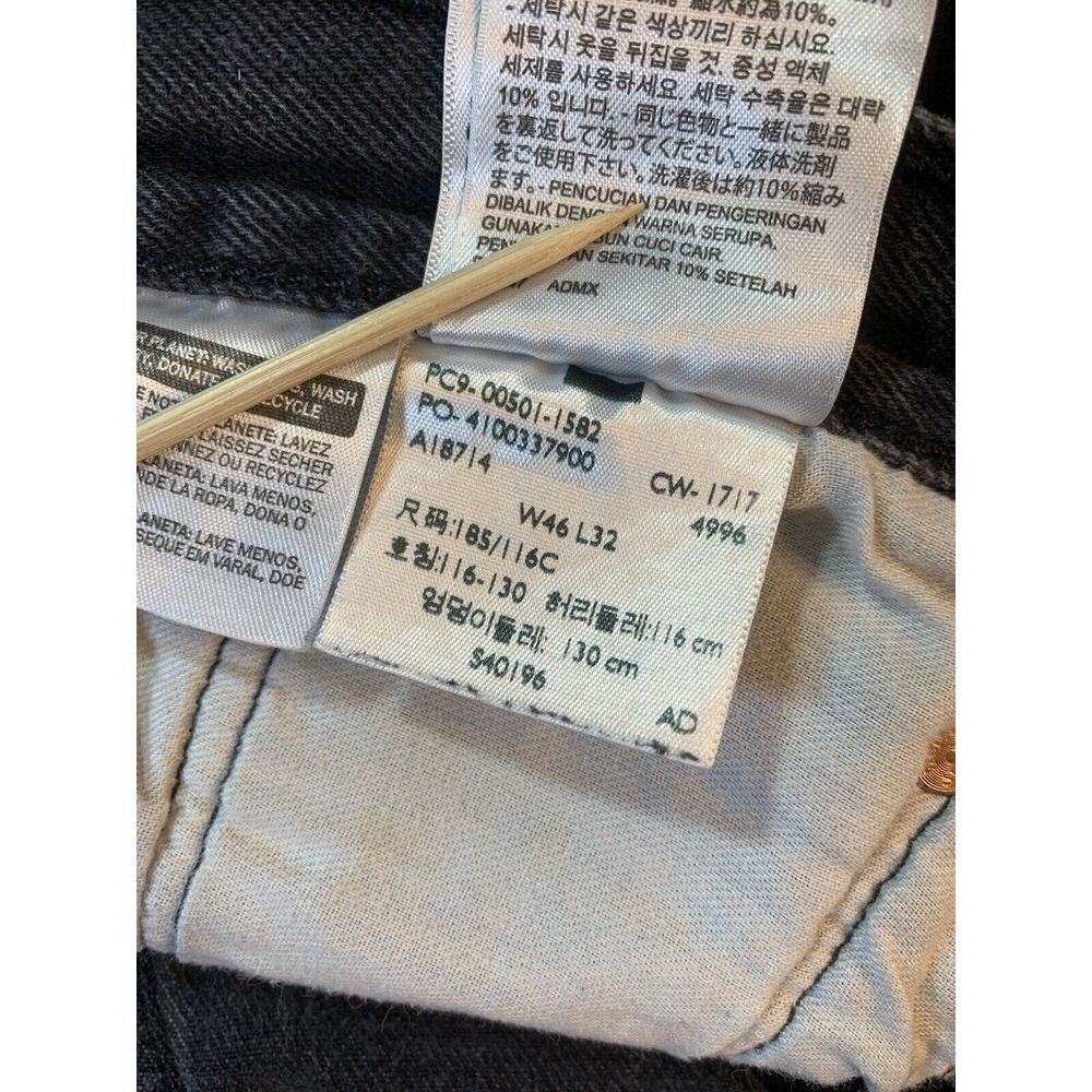 Levis 501xx Black Button Fly Jeans Mens Size 46x32 (44x28) Black‎ Patch Straight - Picture 9 of 13